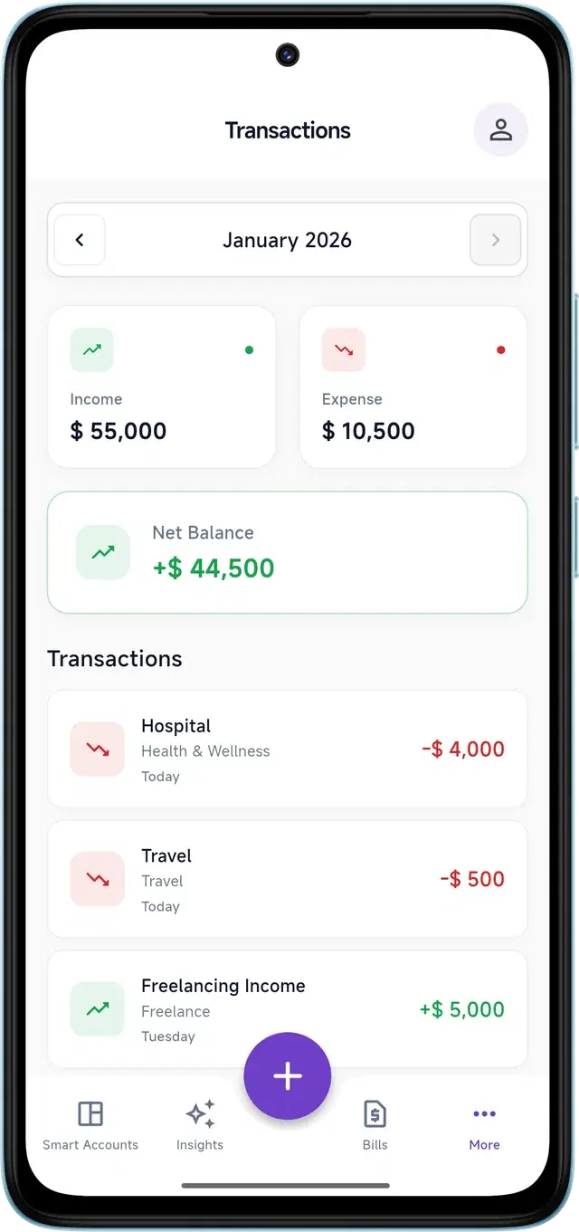 SmartWalt Smart Accounts showing multiple accounts without bank linking